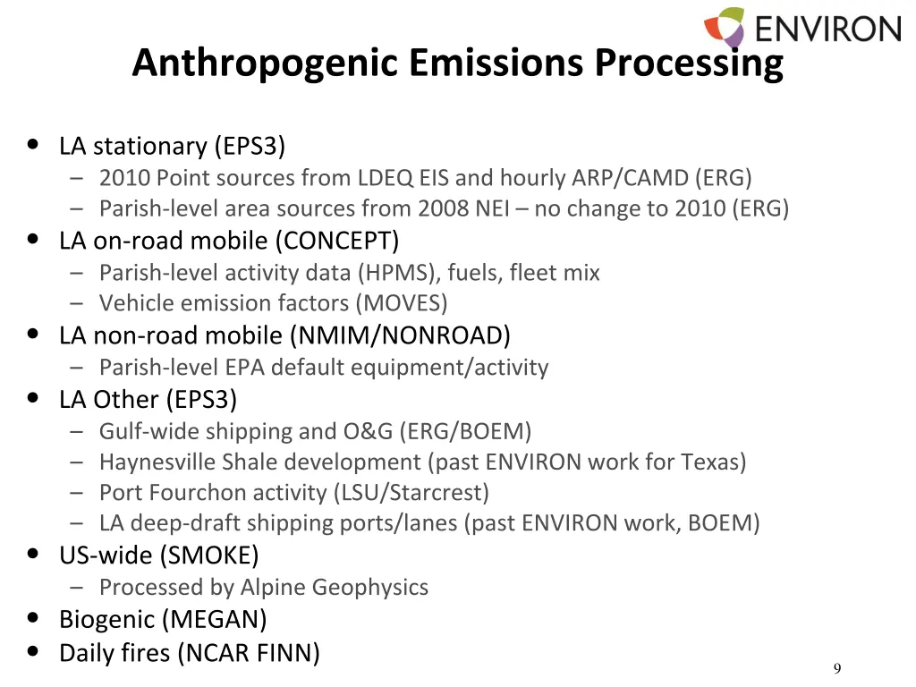 anthropogenic emissions processing