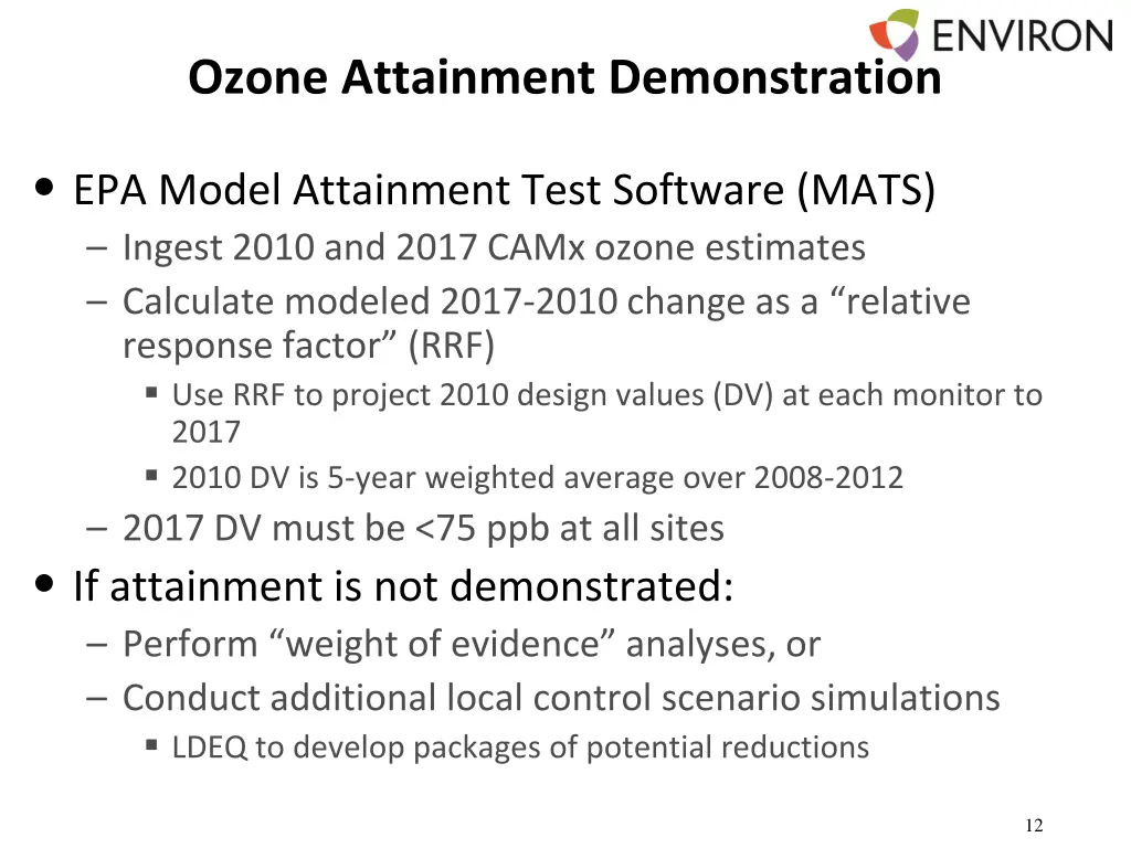 ozone attainment demonstration