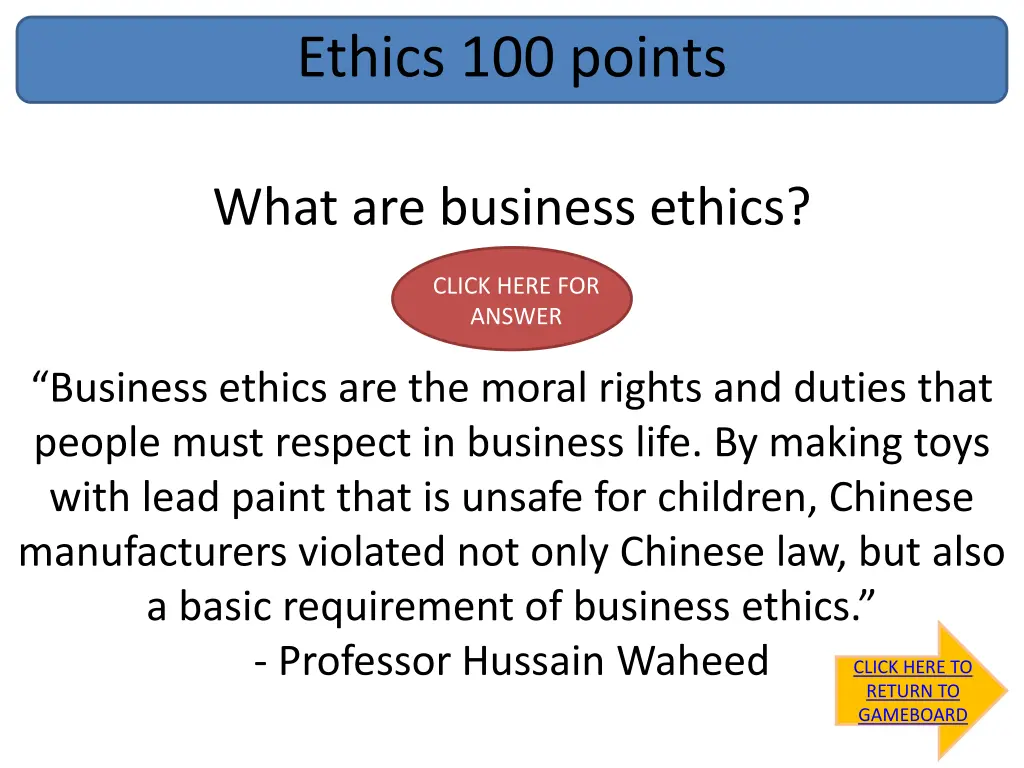 ethics 100 points