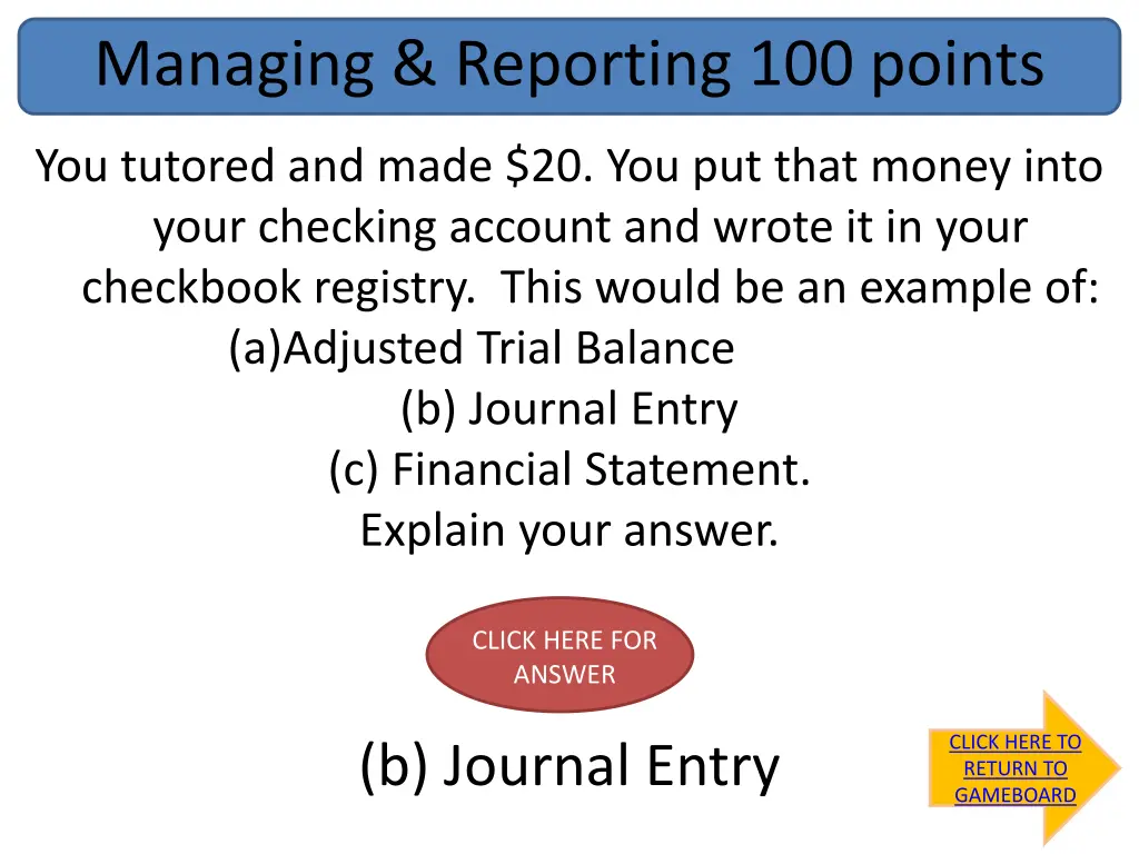 managing reporting 100 points