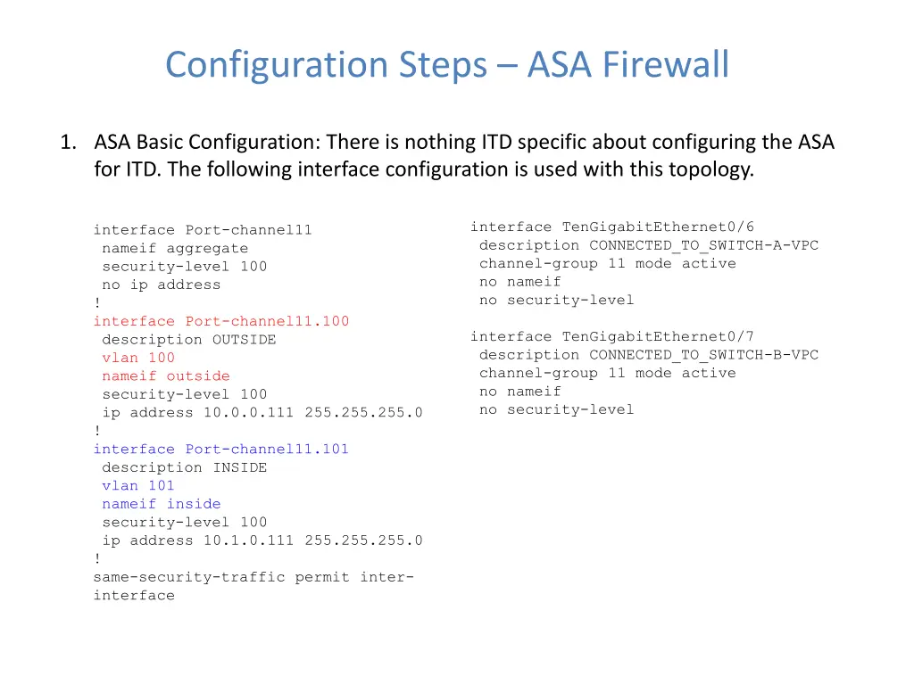 configuration steps asa firewall