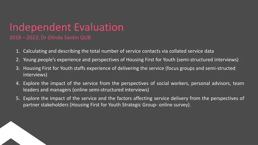 independent evaluation 2018 2022 dr olinda santin