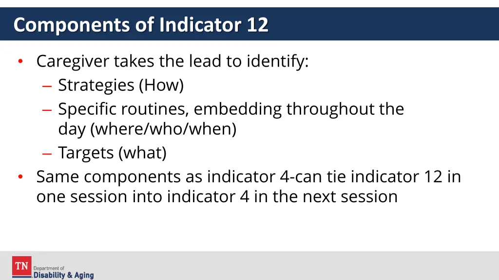 components of indicator 12