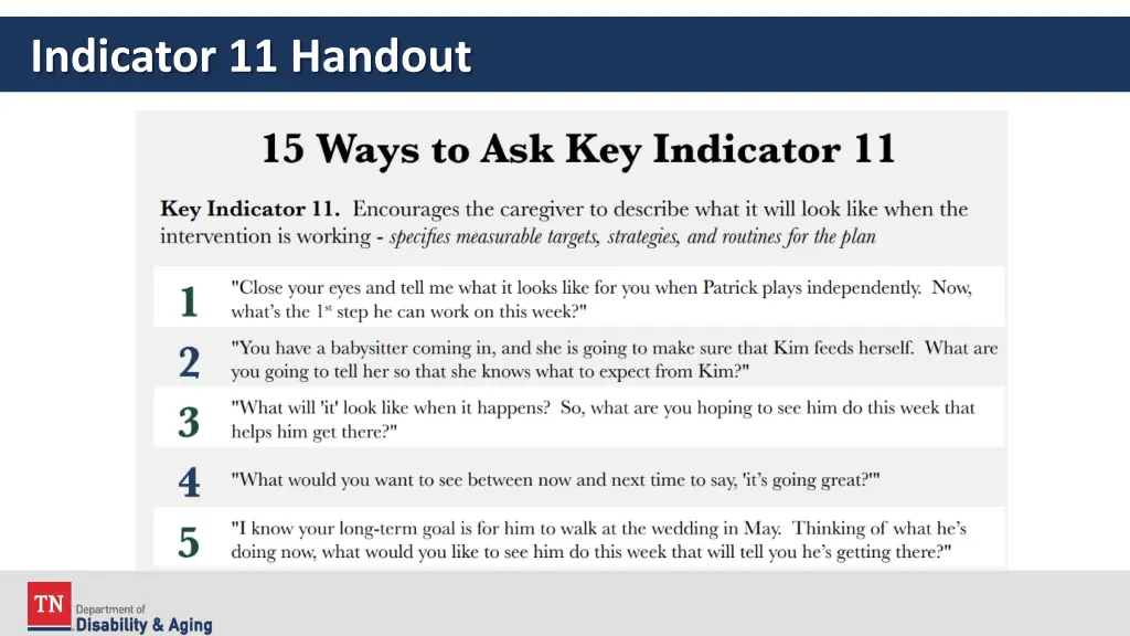 indicator 11 handout