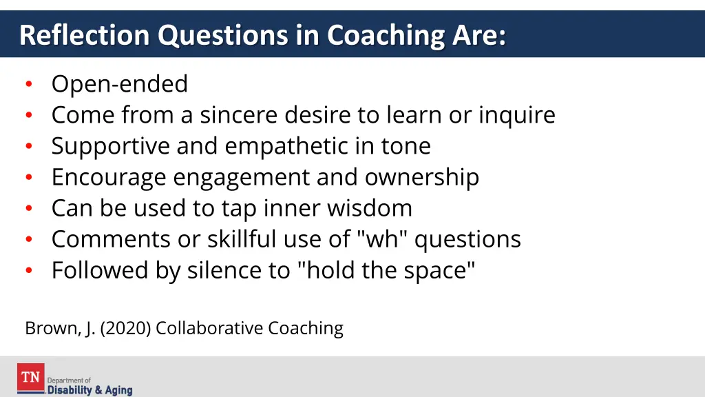 reflection questions in coaching are