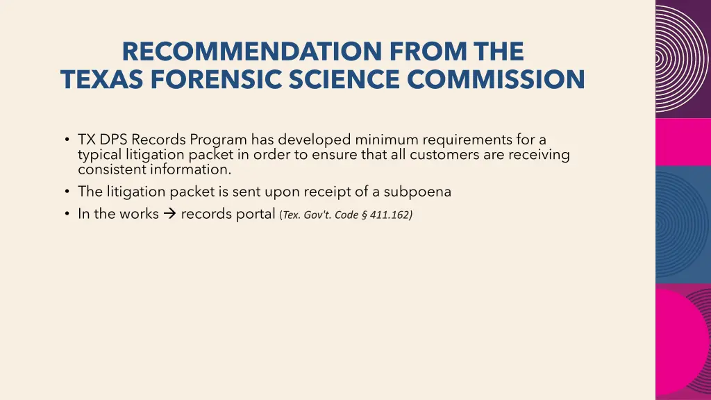 recommendation from the texas forensic science