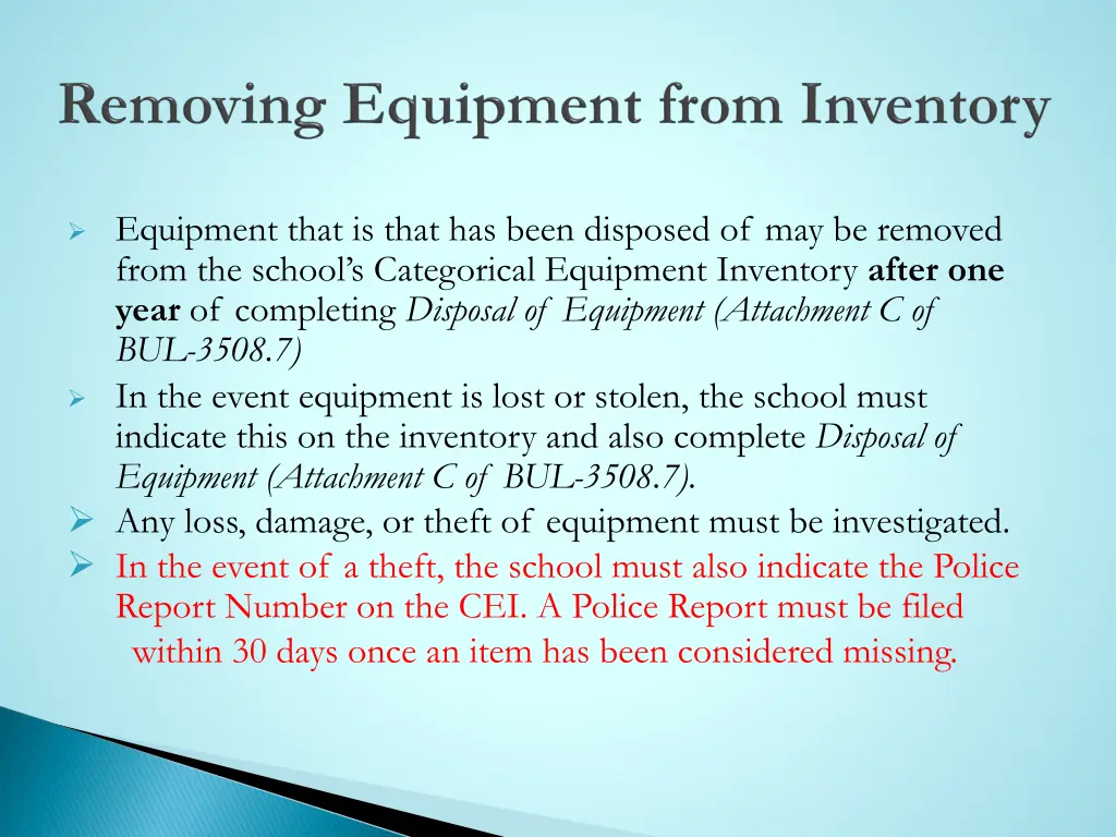 equipment that is that has been disposed