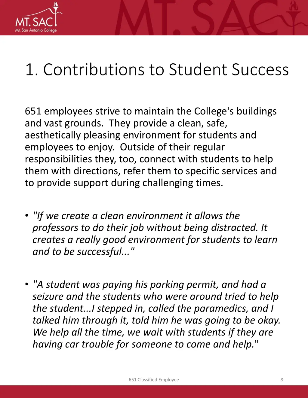 1 contributions to student success