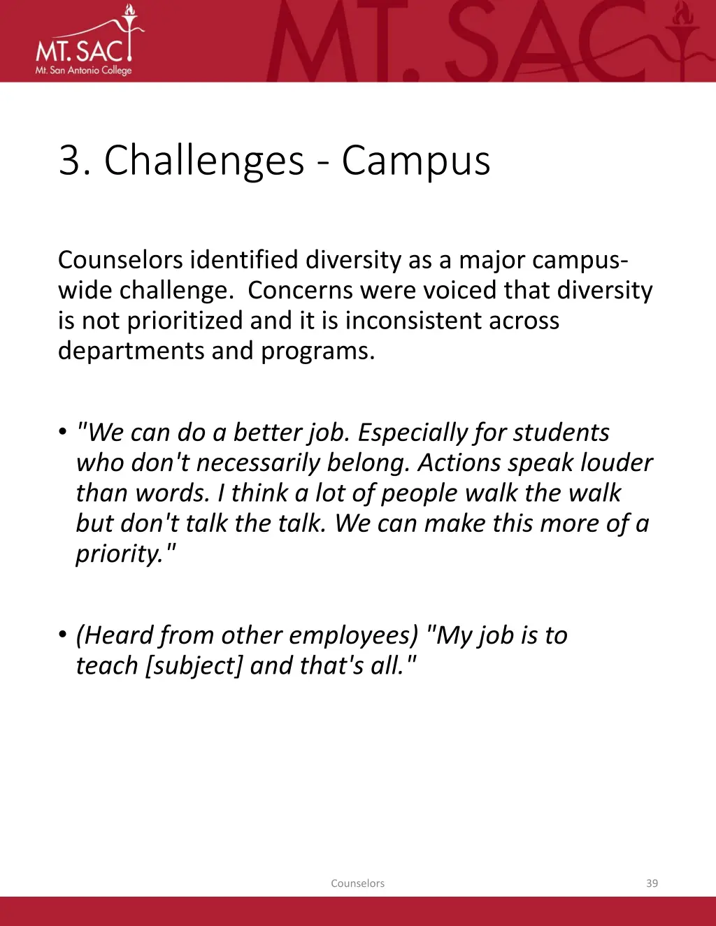 3 challenges campus