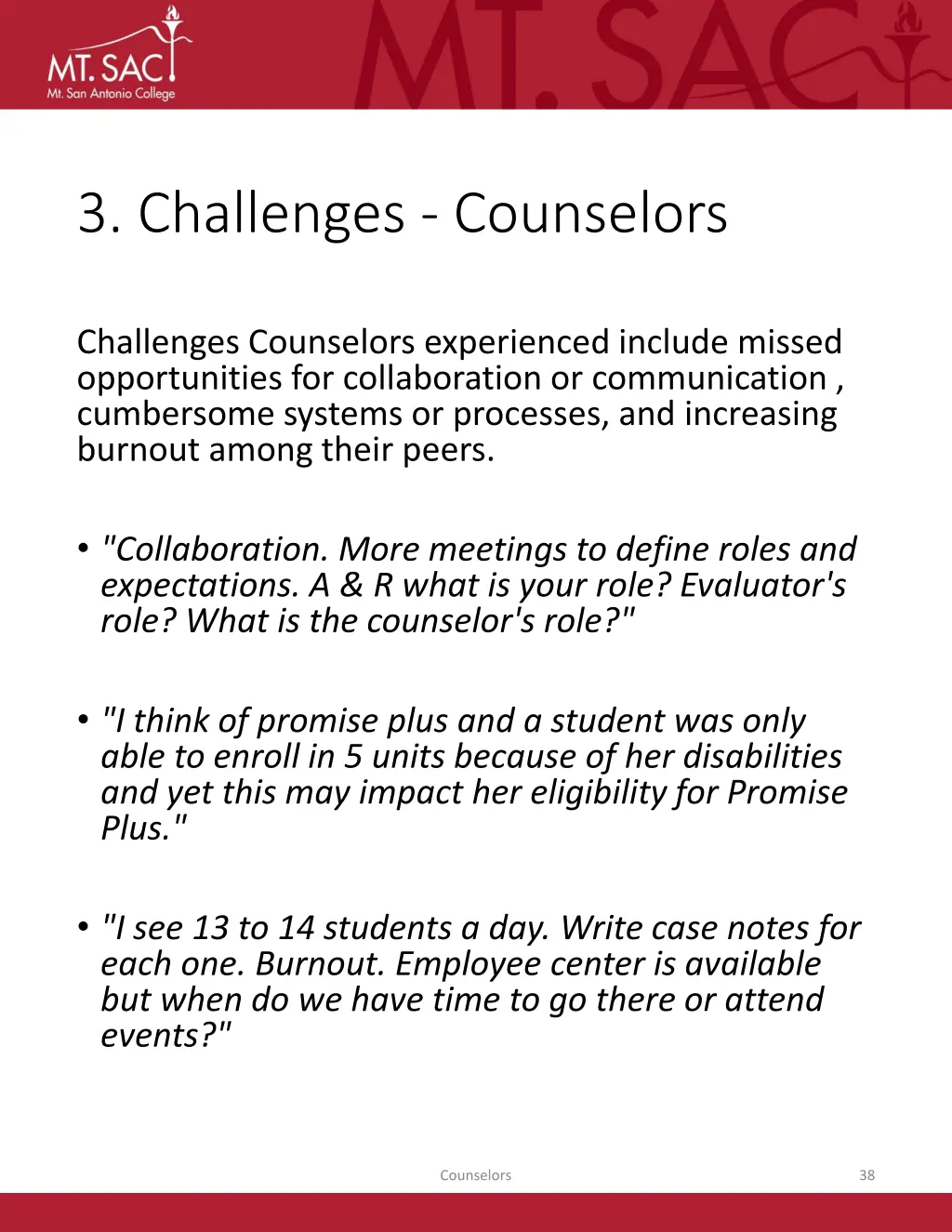 3 challenges counselors