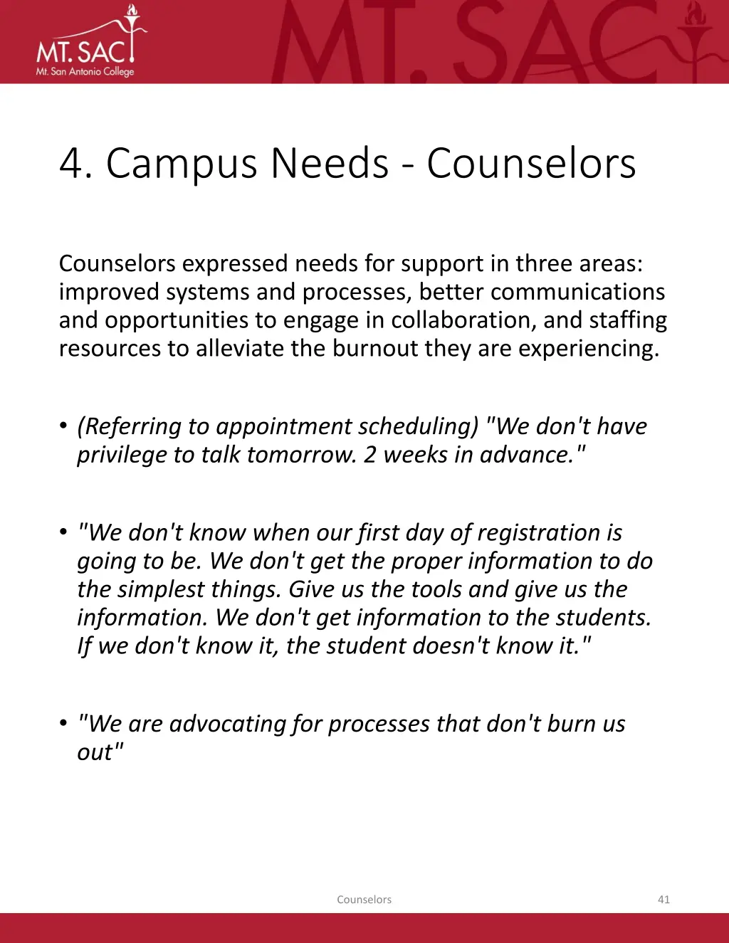 4 campus needs counselors