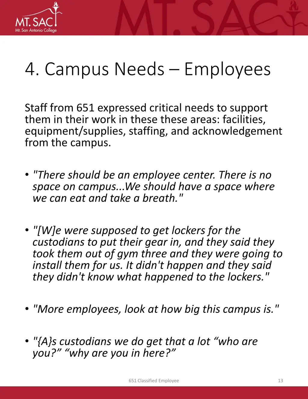 4 campus needs employees