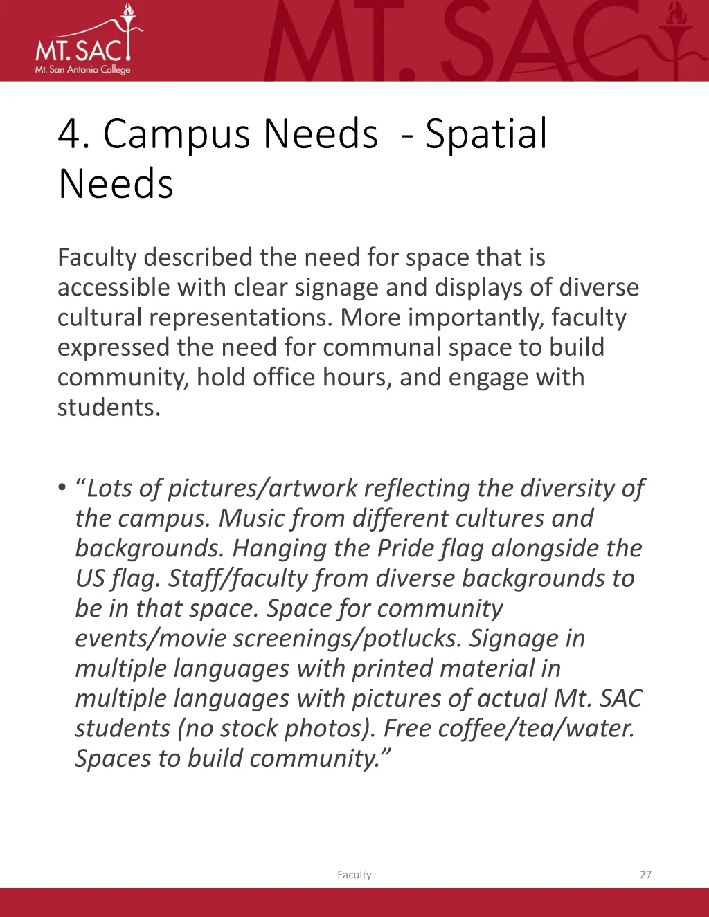 4 campus needs spatial needs