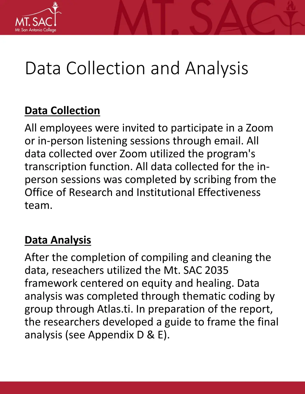 data collection and analysis