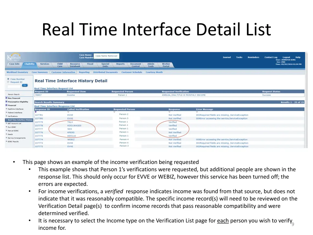real time interface detail list 5