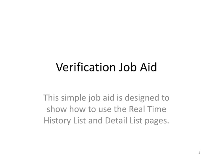 verification job aid