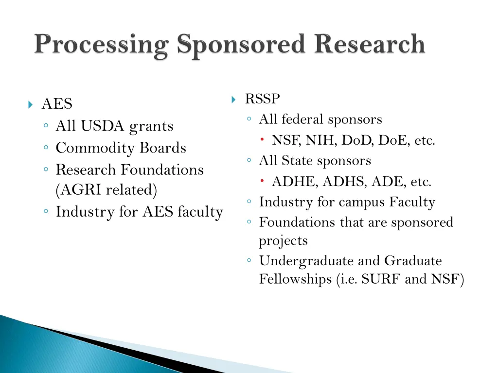 rssp all federal sponsors