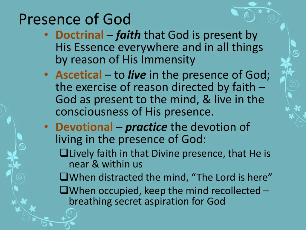 presence of god doctrinal faith that