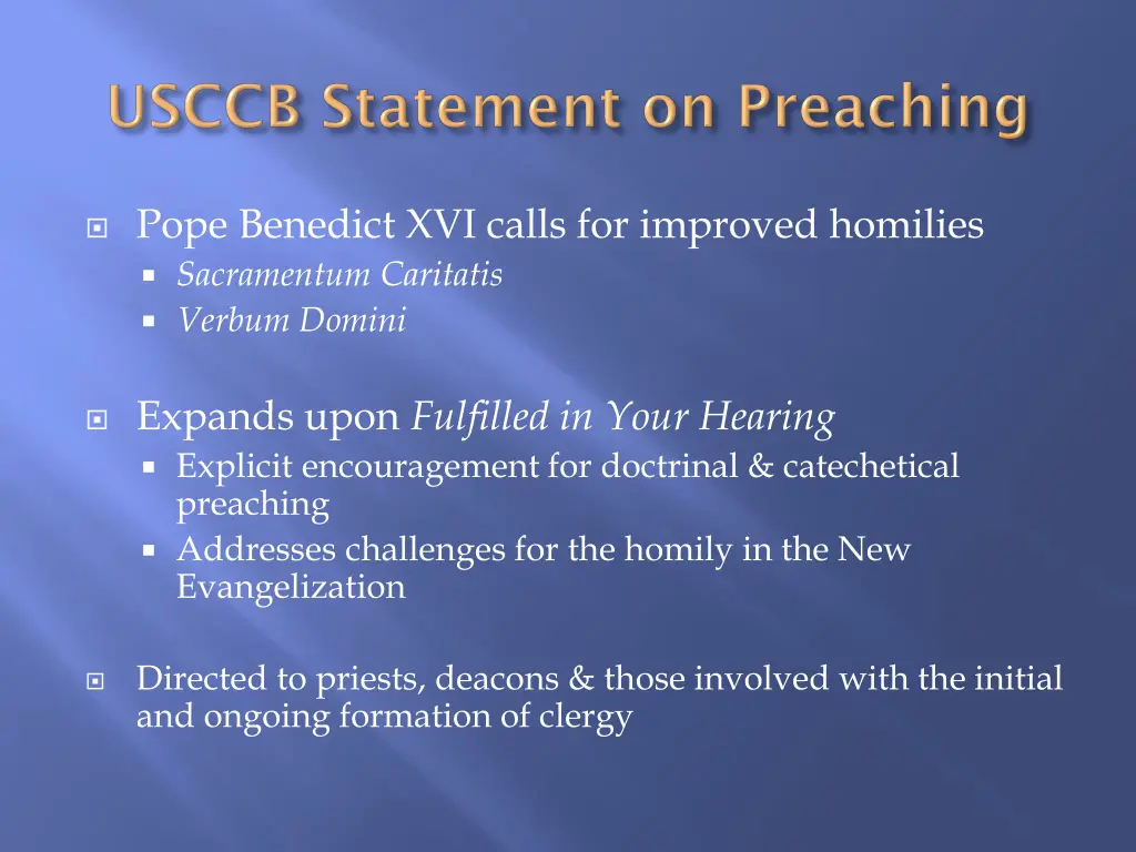 pope benedict xvi calls for improved homilies