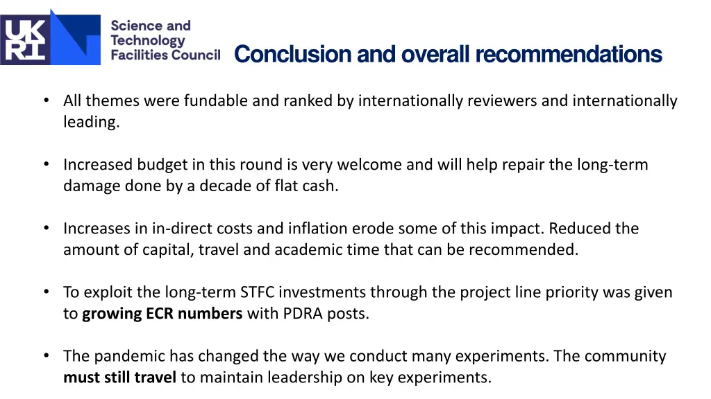 conclusion and overall recommendations