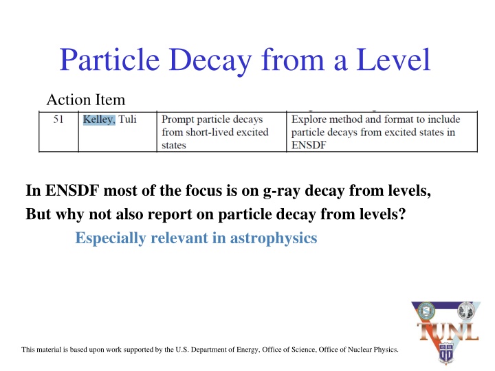 particle decay from a level