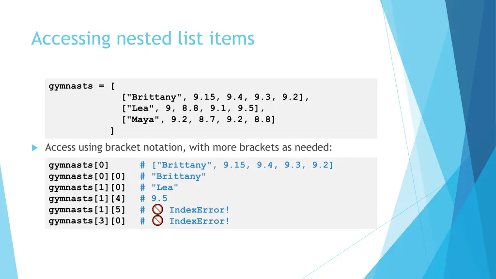 accessing nested list items