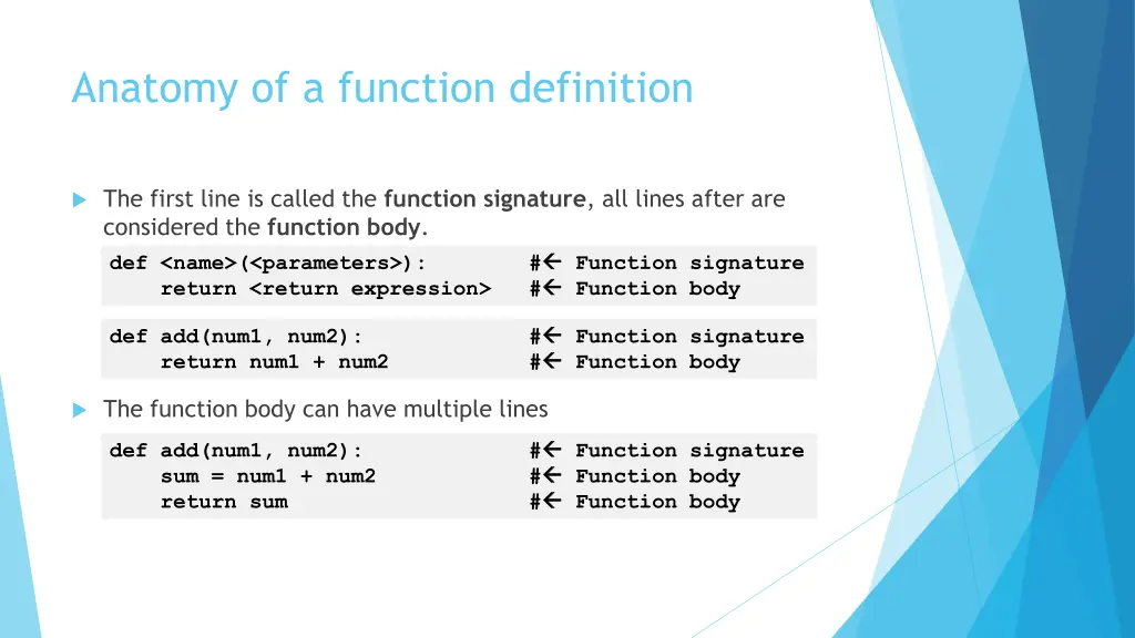 anatomy of a function definition