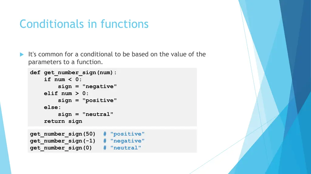 conditionals in functions