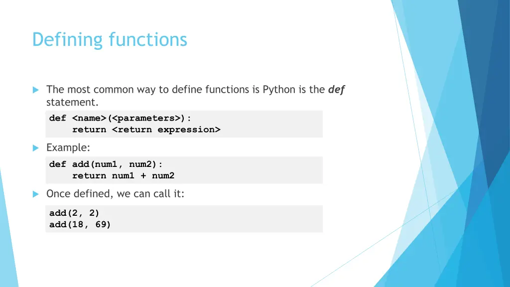 defining functions