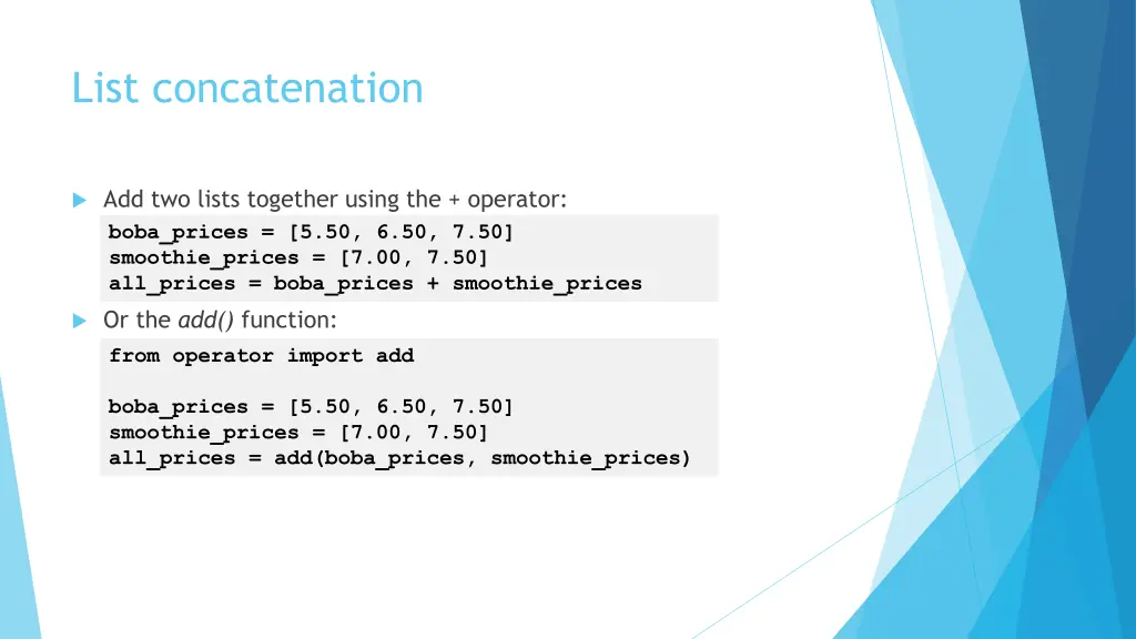 list concatenation
