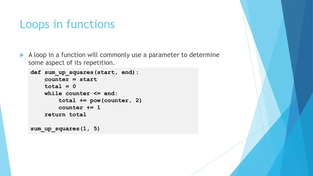 loops in functions