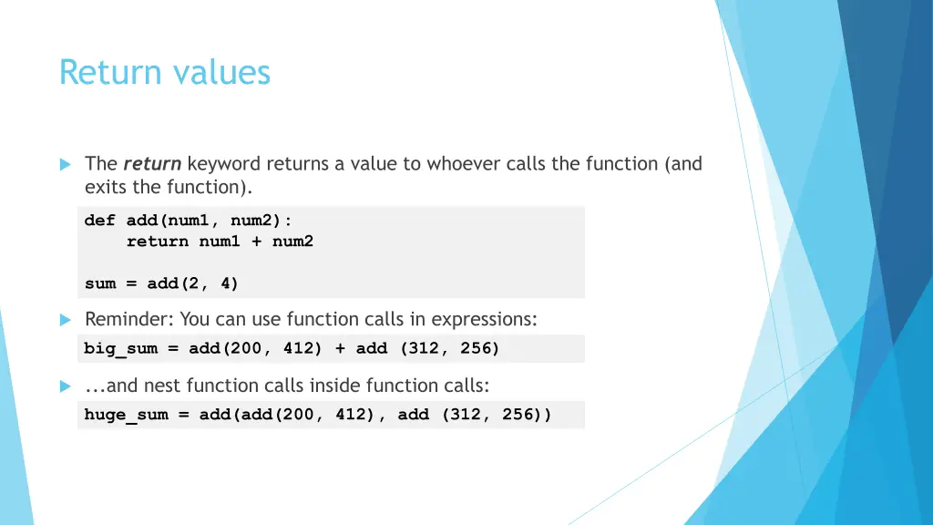 return values