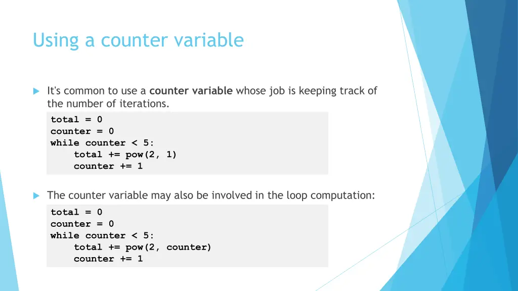 using a counter variable