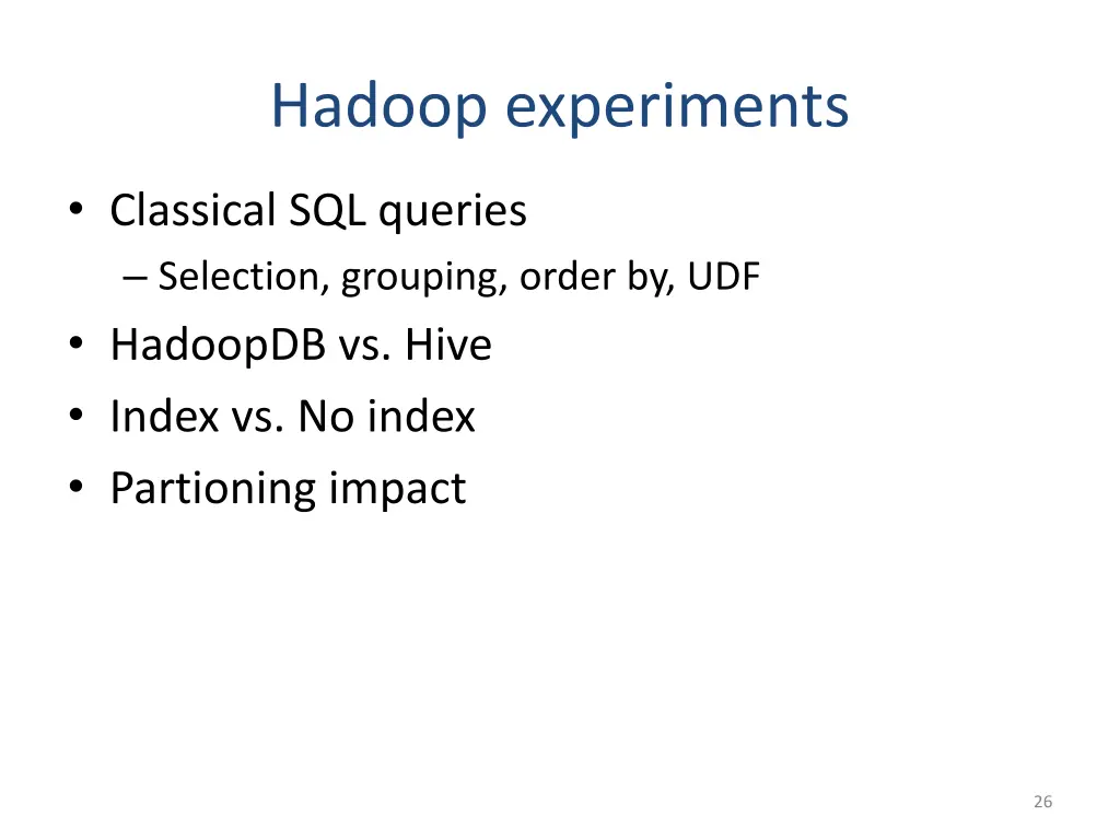 hadoop experiments