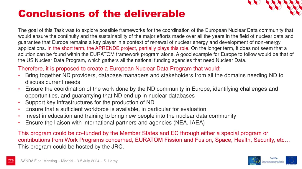 conclusions of the deliverable