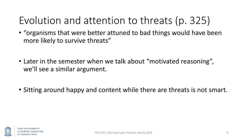 evolution and attention to threats
