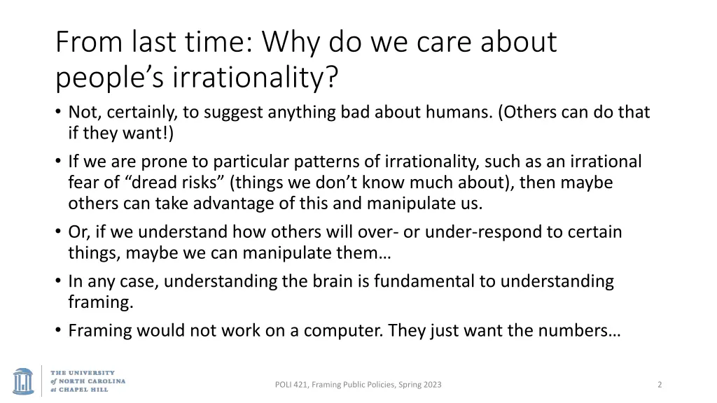 from last time why do we care about people