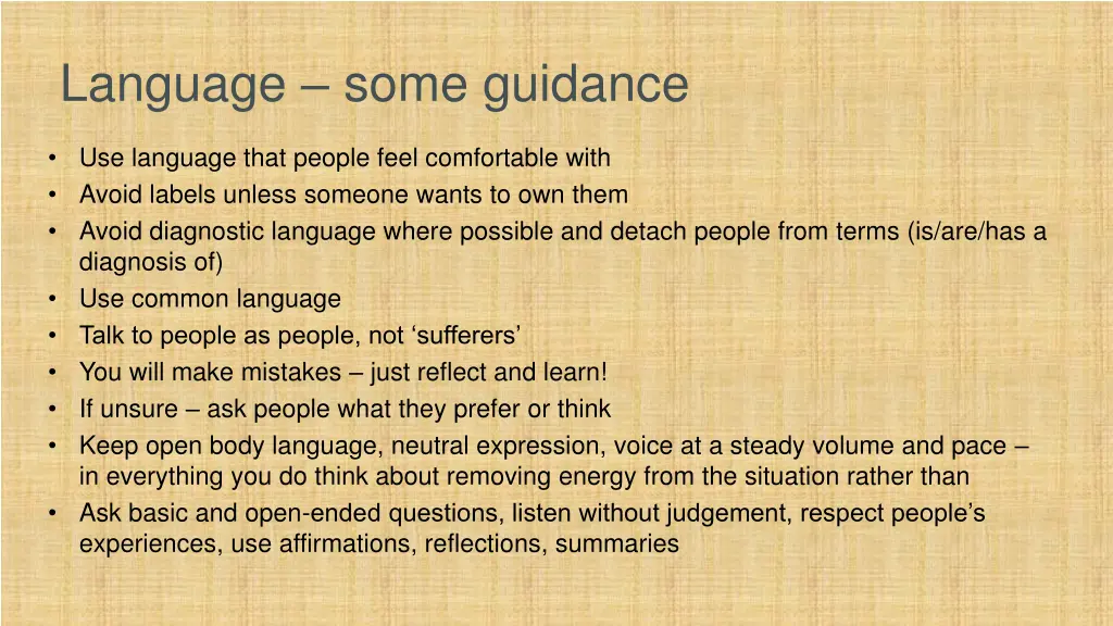language some guidance