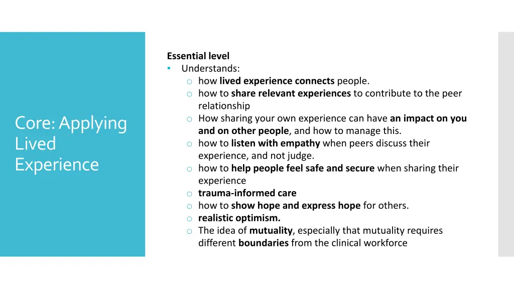 essential level understands o how lived