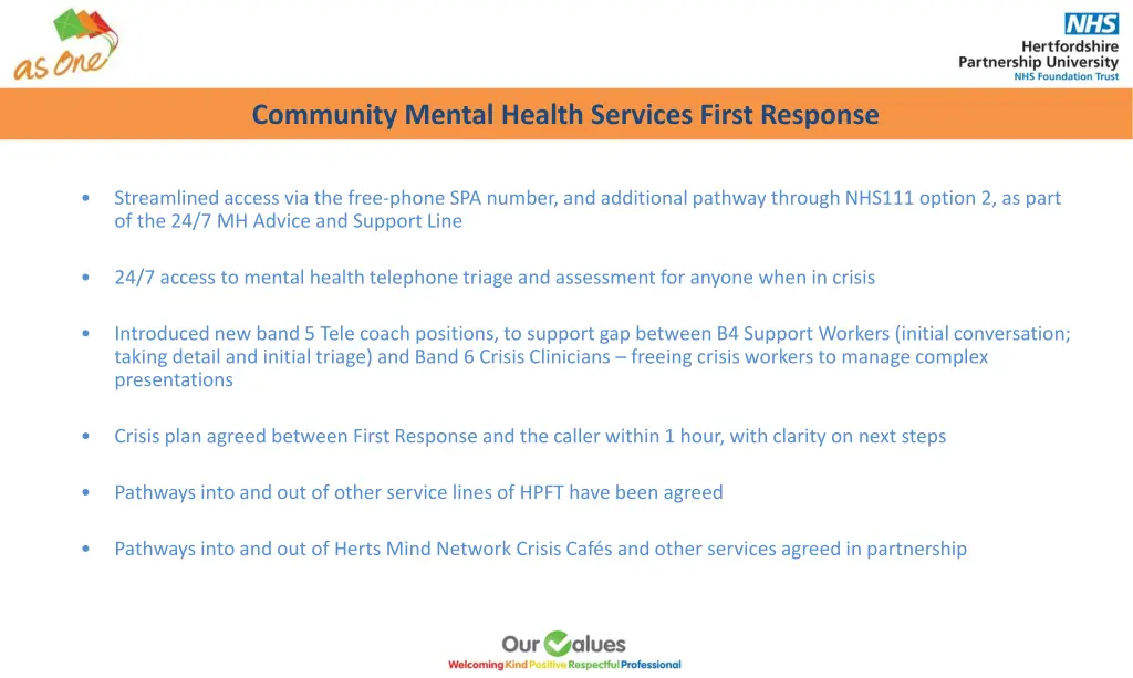 community mental health services first response