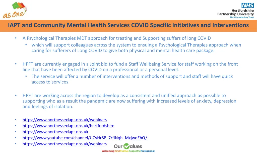 iapt and community mental health services covid 1