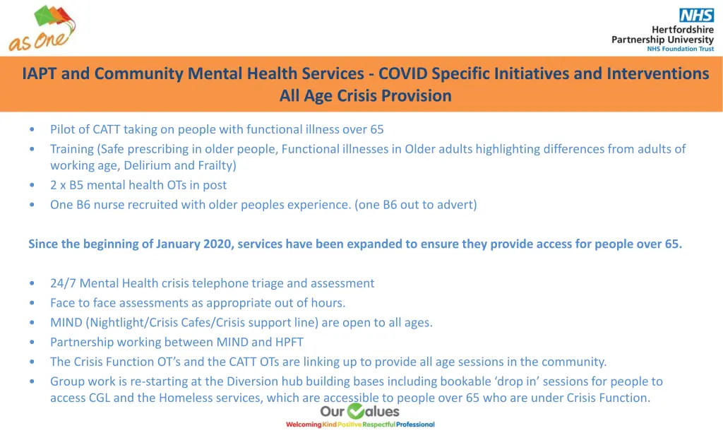 iapt and community mental health services covid