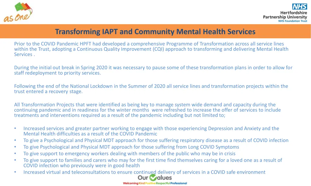 transforming iapt and community mental health