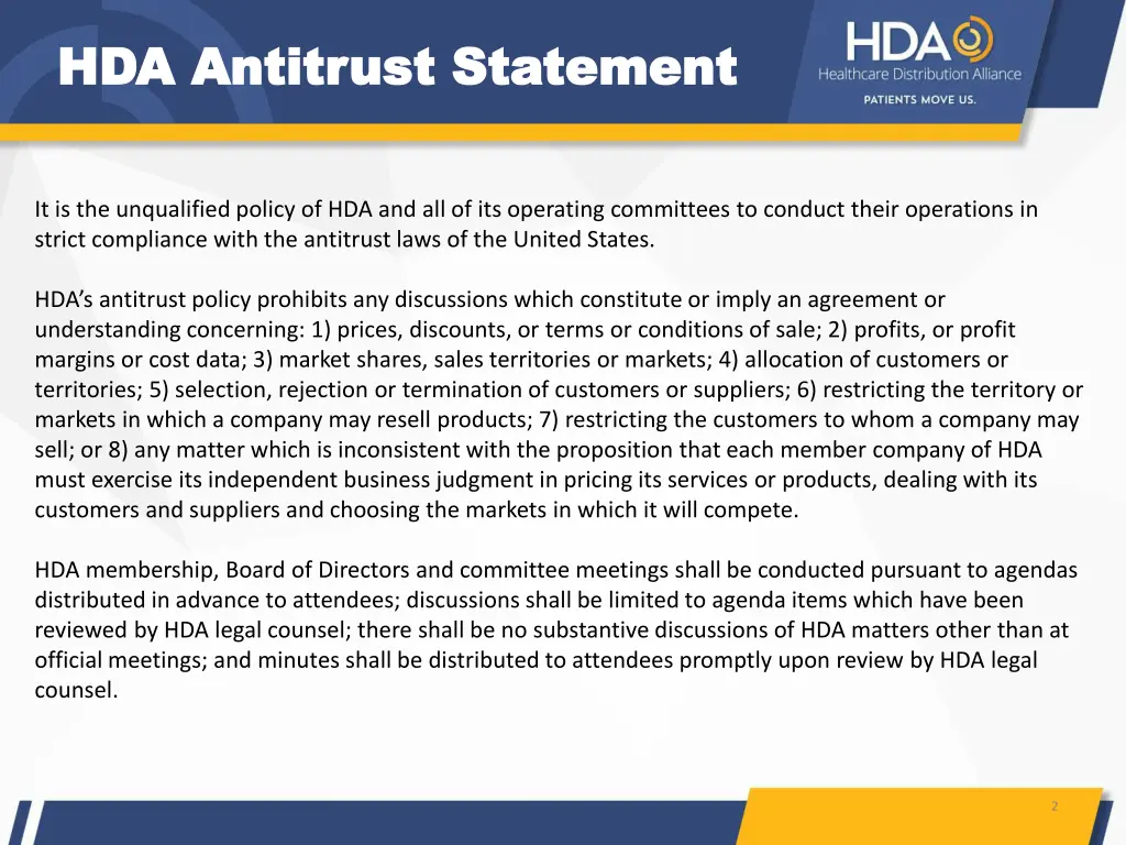 hda antitrust statement hda antitrust statement