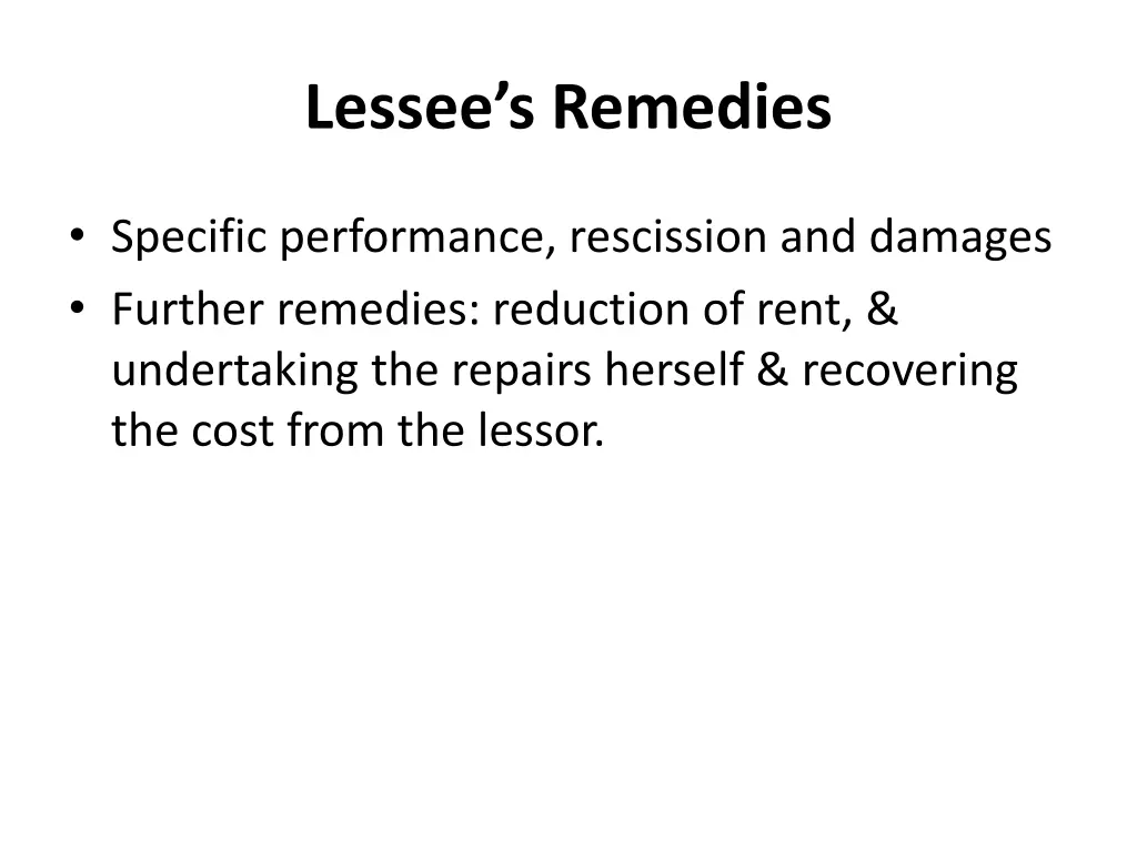 lessee s remedies