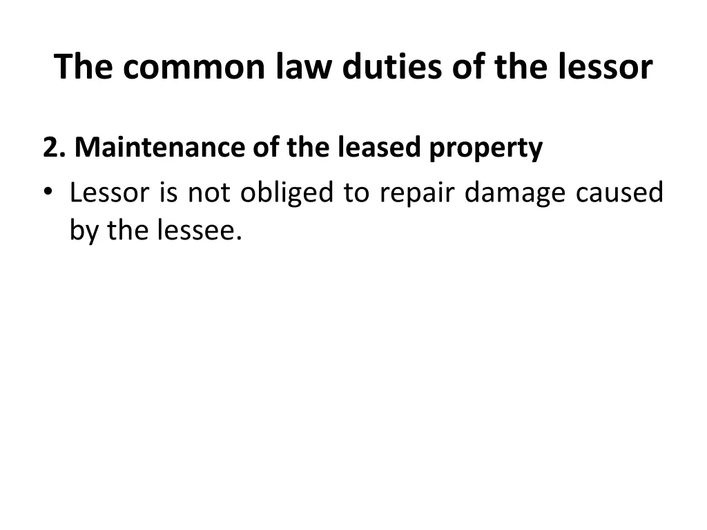 the common law duties of the lessor 1