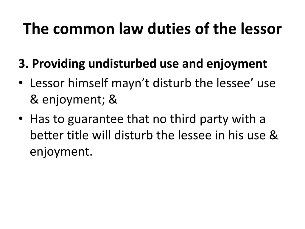 the common law duties of the lessor 2