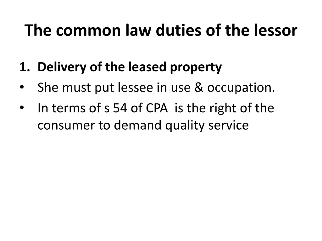 the common law duties of the lessor