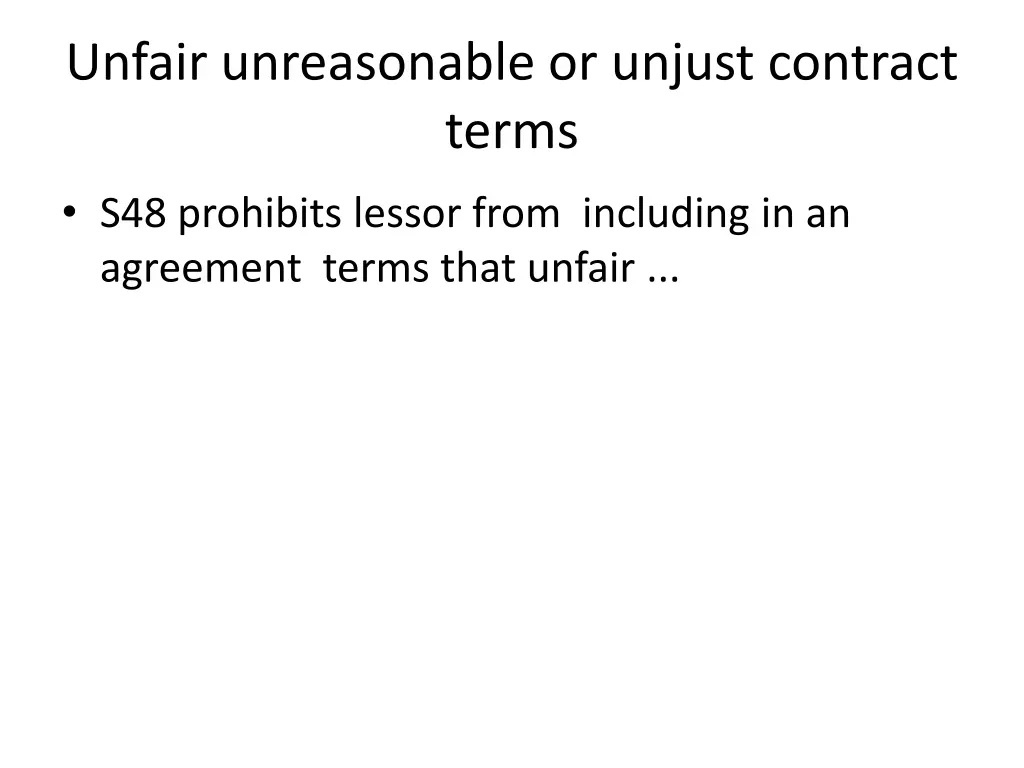 unfair unreasonable or unjust contract terms