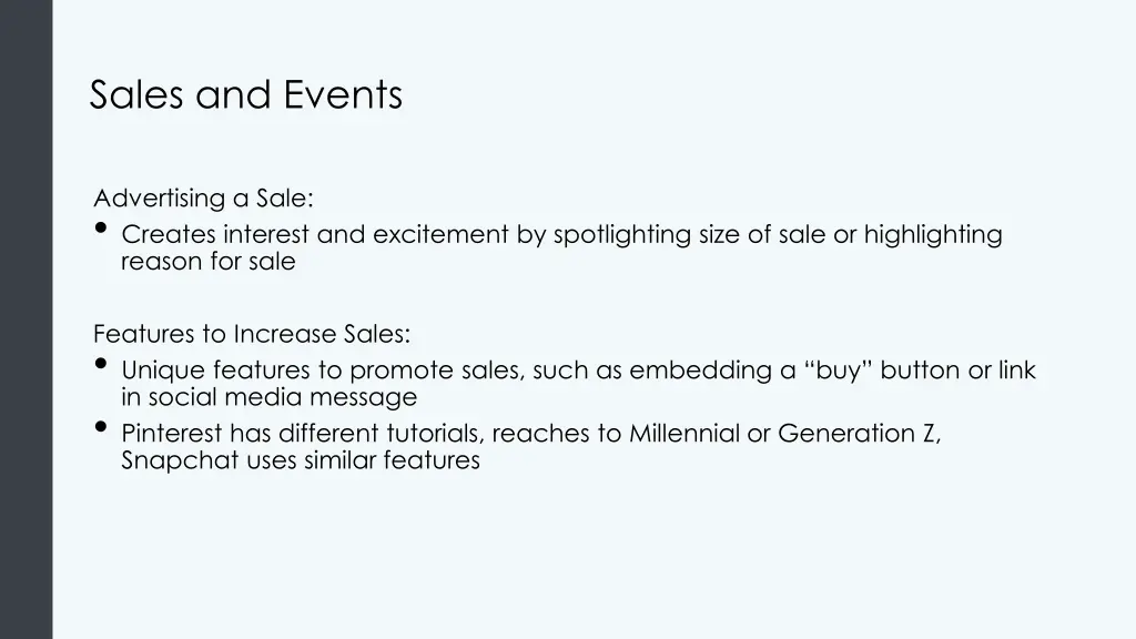 sales and events